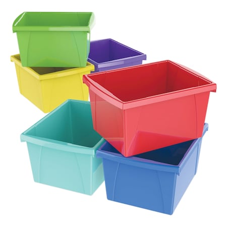 Storex Stackable Storage Container, 4 gal, 10 in L x 12-5/8 in W x 7-3/4 in H, Multicolored, Plastic 61514U06C